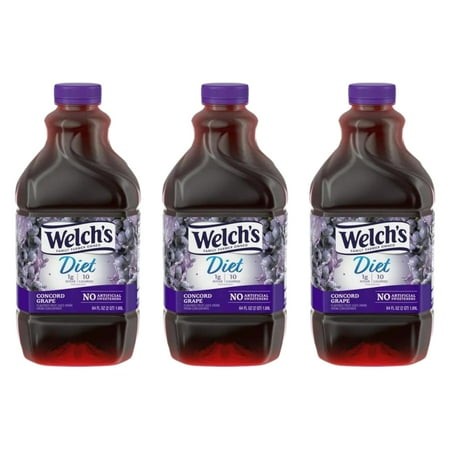 100% Juice 64 Oz 3 Packs - Purple Grape  White Grape  White Grape Peach  Light Purple Grape  or Diet Concord Grape - Bundled by (Diet Concord Grape  3