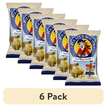 (6 Pack) Pirate S Booty Gluten-Free Aged White Cheddar Puffs  10 Oz Family-Size Bag
