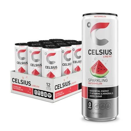 CELSIUS Sparkling Watermelon  Functional Essential Energy Drink 12 Fl Oz (Pack of 12)