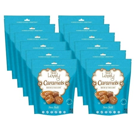 Lovely Candy Soft and Chewy Sea Salt Caramels 6oz (12-Pack) | Gluten-Free  Non-GMO  NO High Fructose Corn Syrup  NO Artificial Colors or Flavors