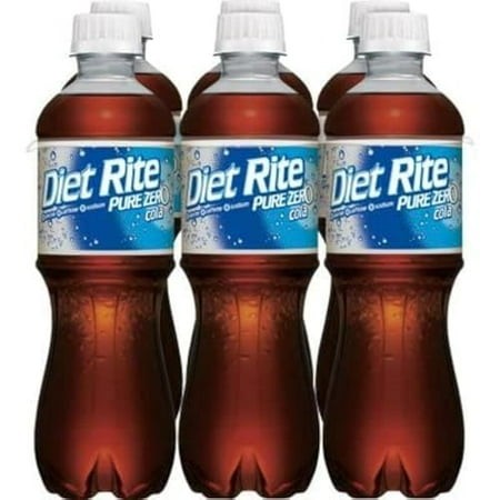 Diet Rite Pure Zero Cola  Soda  No Caffeine  6 Pack of 16.9 Oz Bottles