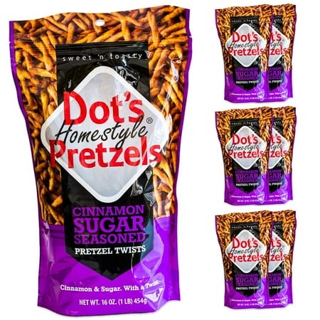 Dot S Cinnamon Sugar Pretzel Twists - Coated with Delicious Cinnamon Flavor - 6  16oz Bags