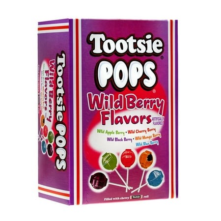 Tootsie Pops Limited Edition Assorted Wild Berry Flavors with Chocolatey Center - Over 3 Pounds Individually Wrapped Fruity Chocolate Lollipops - Pean