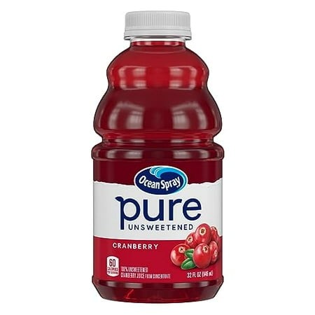 Ocean SprayÂ® Pure Unsweetened Cranberry  100% Cranberry Juice from Concentrate  32 Fl Oz Bottle (Pack of 1)