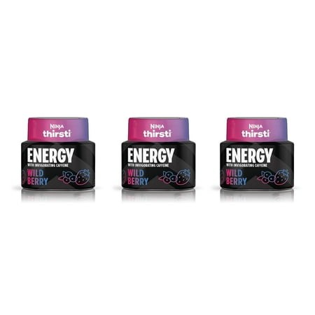 Ninja Thirsti Flavored Water Drops  ENERGY with Invigorating Caffeine  Wild Berry  Zero Calories  Zero Sugar  2.07 Fl Oz  Makes 17  12oz Drinks  3 Pac