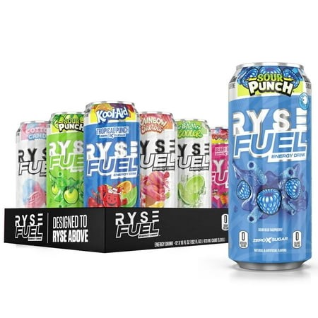 RYSE Fuel Sugar Free Energy Drink | Vegan Friendly  Gluten Free | 0-5 Calories | 200mg Natural Caffeine | 12 Pack (Variety Pack)