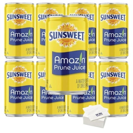 Sunsweet Prune Juice  7.5oz Mini Cans  (Pack of 8) with Bay Area Marketplace Napkins