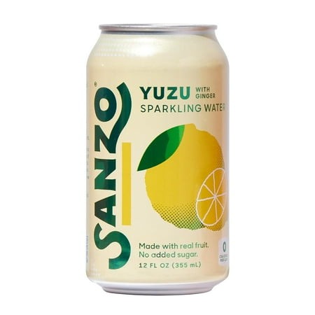 Flavored Sparkling Water - Yuzu (Lemon) 12-Pack - Carbonated Drink Made with Real Fruit & Sugar-Free - Non-GMO  Gluten-Free & Vegan - 12 Fl Oz Cans - 