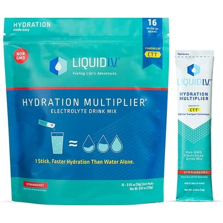 Liquid I.V. Hydration Multiplier - Strawberry - Hydration Powder Packets | Electrolyte Drink Mix | Easy Open Single-Serving Stick | Non-GMO