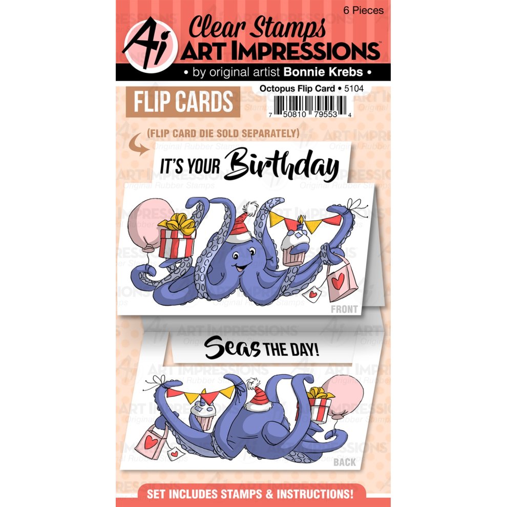 Art Impressions 5104 Flip Card Clear Stamp-Octopus