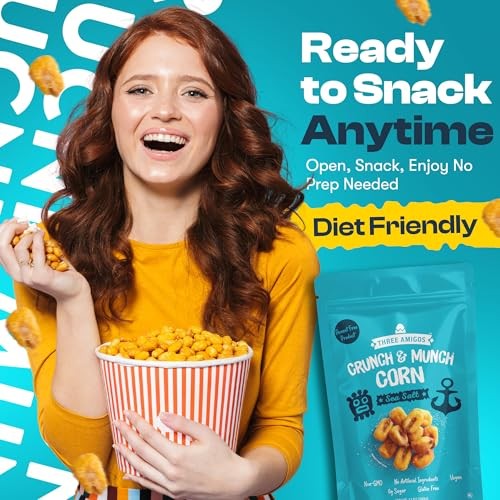 Three Amigos Crunch & Munch Corn Sea Salt Original Flavor, Suger Free, 100% Vagan, Peanut Free Non-GMO (All Natural Ingredients) Guilt-Free Snacking T thumbnail