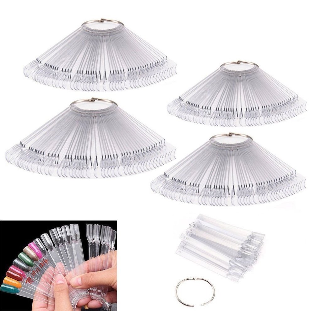Ardisle 200 X Nail Art Tips Colour Pop Stick Display Fan Practice Starter Ring Clear DIY Starter Clear Polish Wheel Hand Practicing Colour Pop...