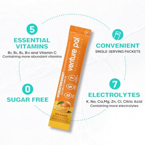 Venture Pal Sugar Free Electrolyte Powder Packets - Liquid Daily IV Drink Mix for Rapid Hydration & Party Recovery | 5 Vitamins & 7 Electrolytes| Keto thumbnail