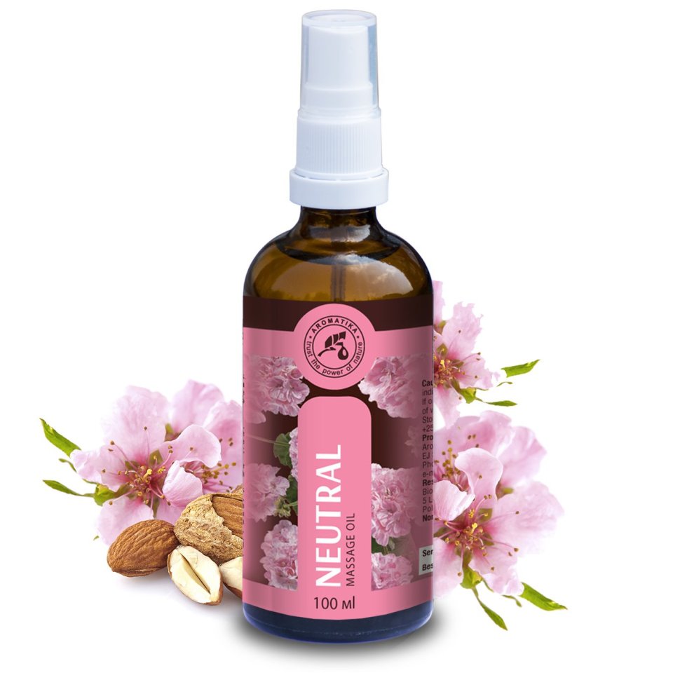 Massage Oil 100ml - 100% Natural Oils W/Jojoba - Sweet Almond - Lemon - Jasmine - Geranium - Mandarin - Rose - Neutral Massage Oil - Glass Bottle -... thumbnail