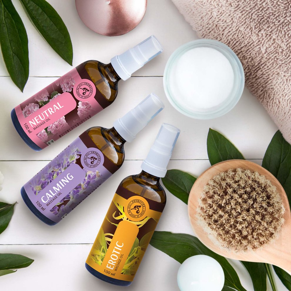 Massage Oil 100ml - 100% Natural Oils W/Jojoba - Sweet Almond - Lemon - Jasmine - Geranium - Mandarin - Rose - Neutral Massage Oil - Glass Bottle -... thumbnail