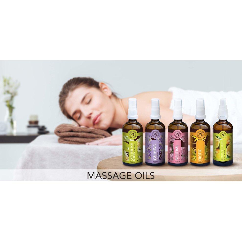 Massage Oil 100ml - 100% Natural Oils W/Jojoba - Sweet Almond - Lemon - Jasmine - Geranium - Mandarin - Rose - Neutral Massage Oil - Glass Bottle -... thumbnail