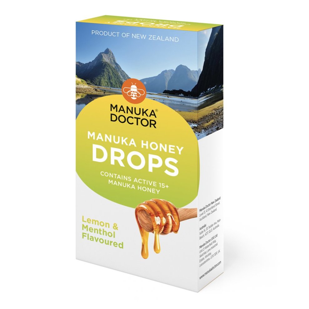 Manuka Doctor Manuka Honey Drops Lemon & Menthol Flavoured 12-PK