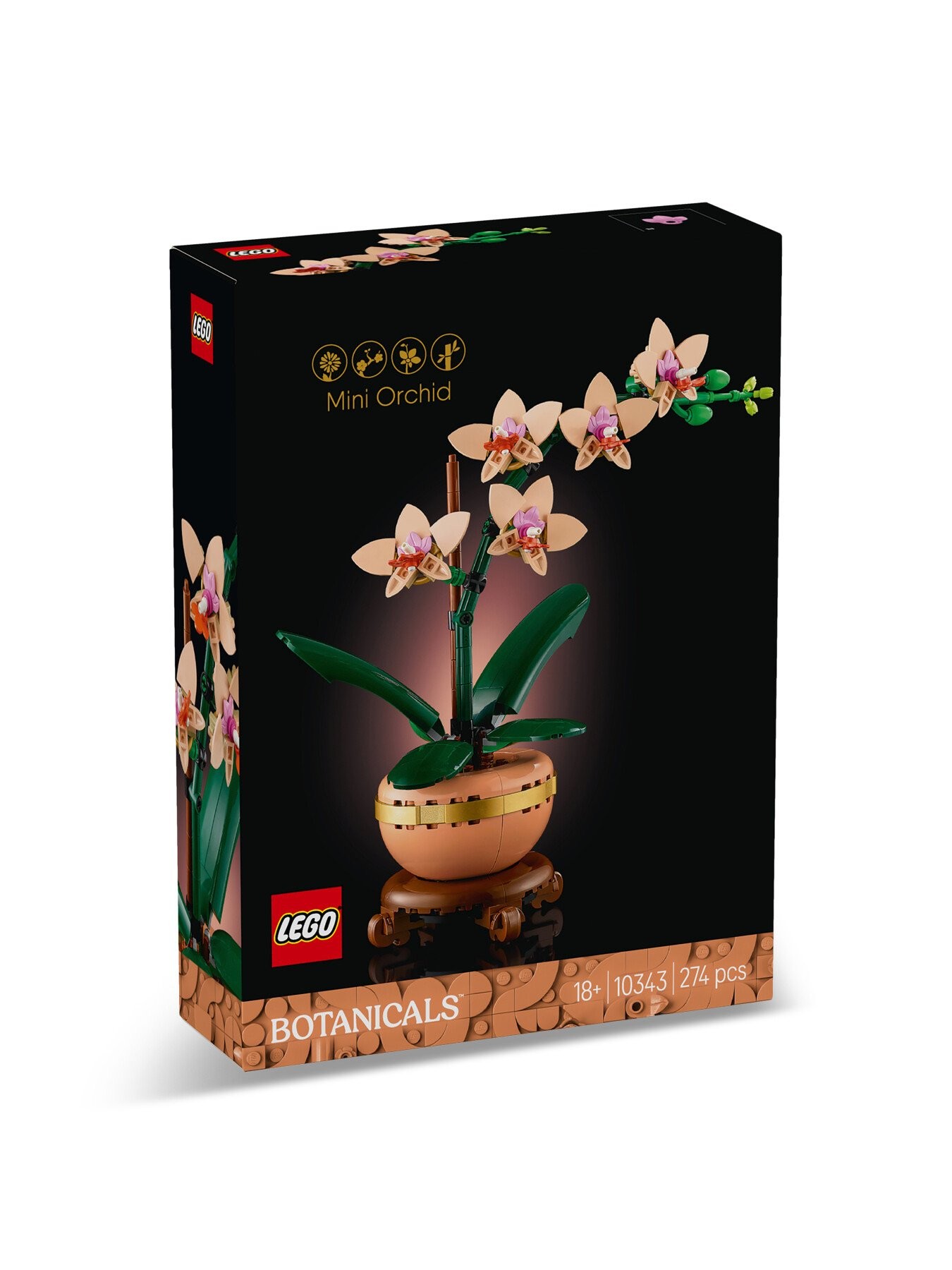 LEGO® Botanicals Mini Orchid Plant Gift, Home Decor Building Kit for Adults 10343