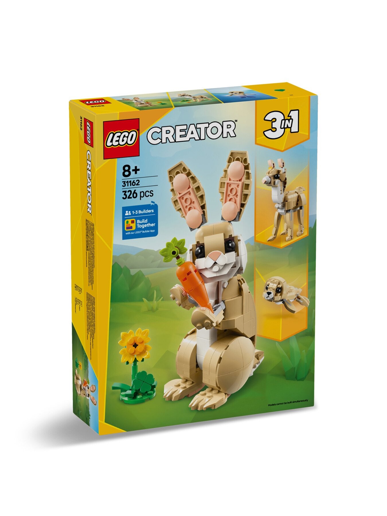 LEGO Creator 3in1 Cute Bunny Toy, Animal Figure Set 31162