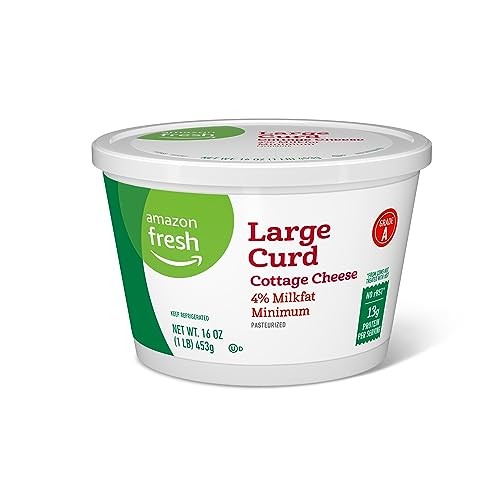 Amazon Fresh, Large Curd Cottage Cheese, 4% Milkfat, 16 Oz