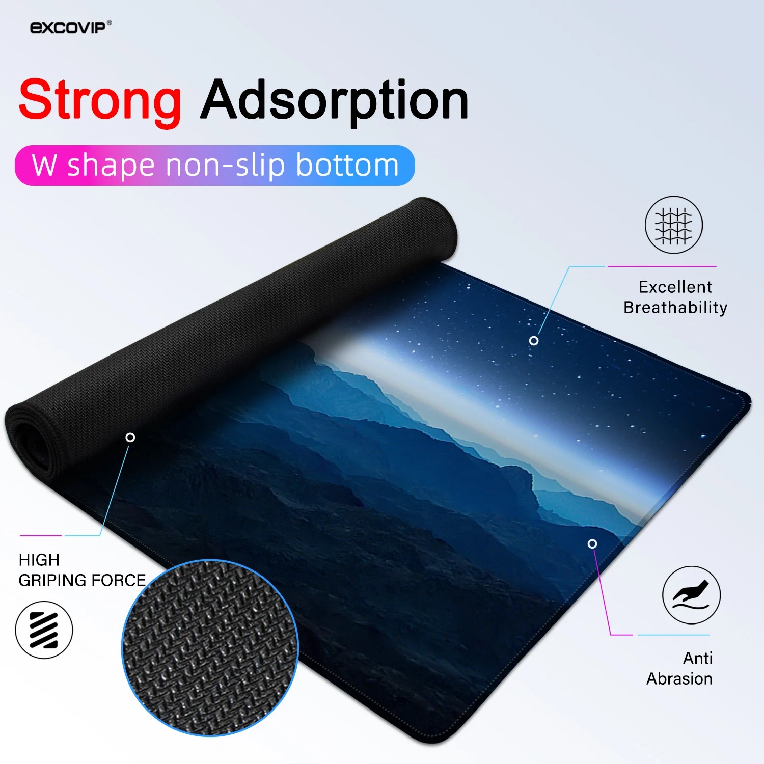 EXCO Large Gaming Mouse Pad with Stitched Edge Extended Computer Desk Mat Non-Slip Base Big Keyboard thumbnail