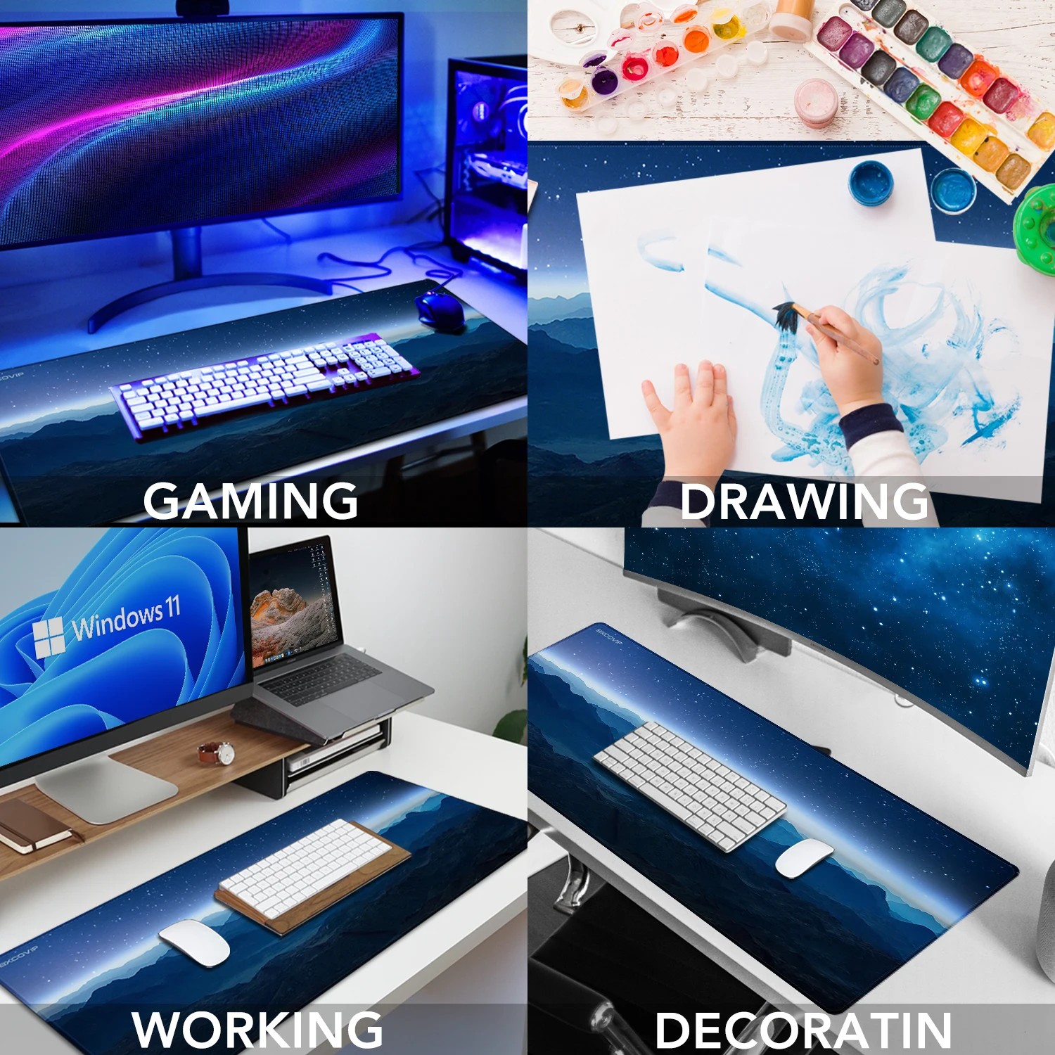 EXCO Large Gaming Mouse Pad with Stitched Edge Extended Computer Desk Mat Non-Slip Base Big Keyboard thumbnail