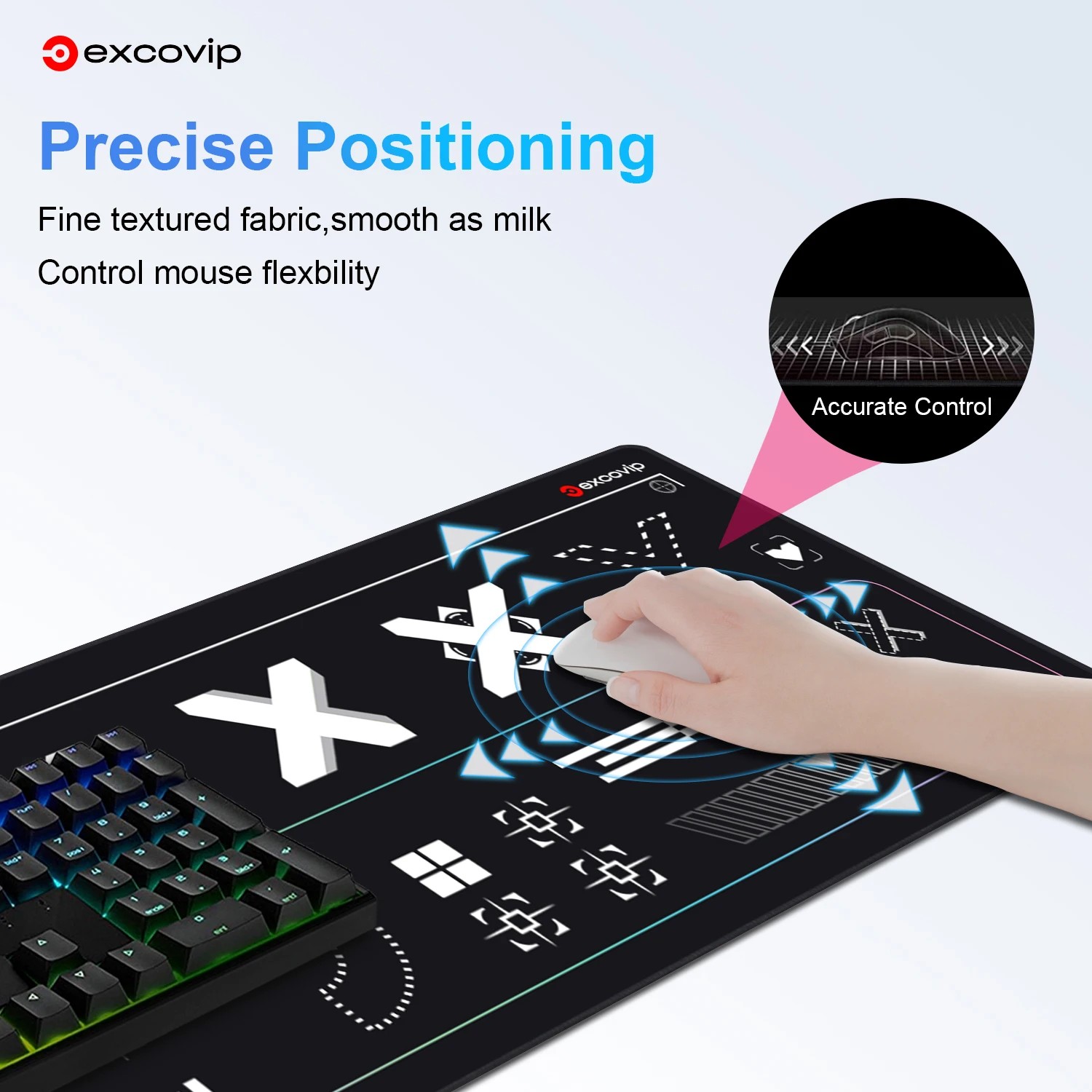 EXCO Gaming Mouse Pad Large Extended Keyboard Mousepad with Stitched Edge Non-Slip Rubber Base thumbnail