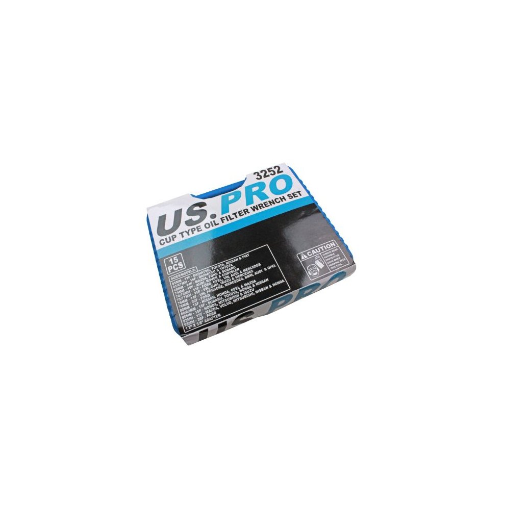 US PRO Oil Filter Wrench Remover Removal Set Cup Type 65mm - 100mm 15pcs Kit thumbnail
