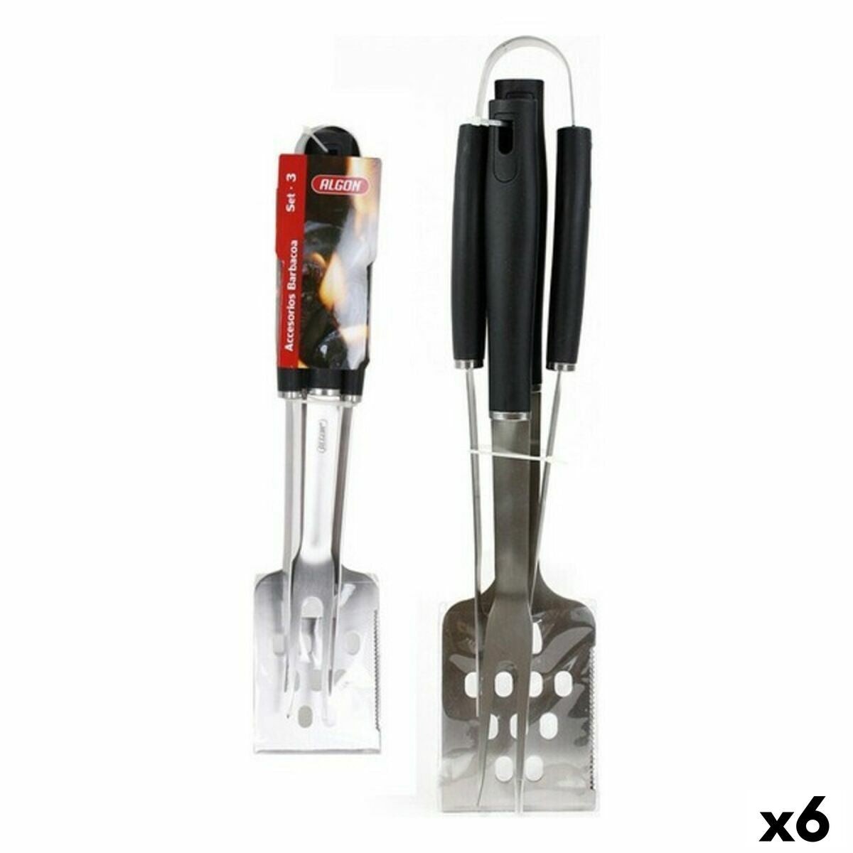 Barbecue Utensils BBQ Black Algon 104748 3 Pieces (6 Units)