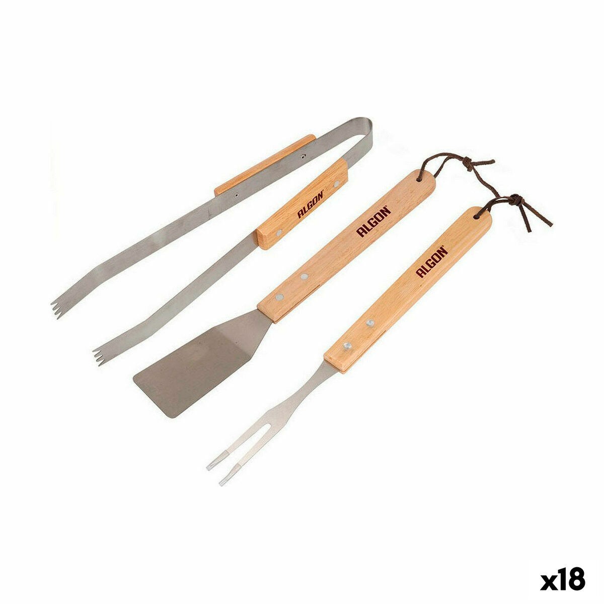 Barbecue Utensils Algon Wood 18 Units (3 Pieces)