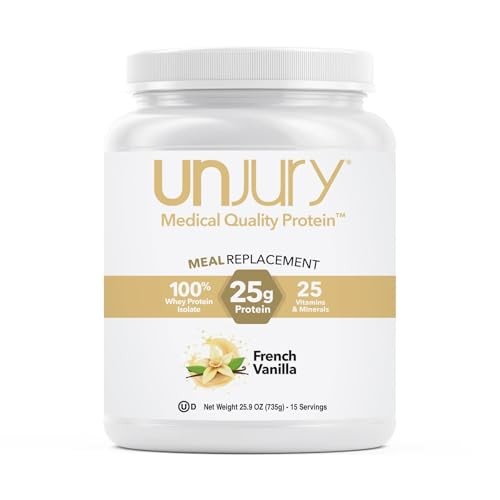 Unjury Meal Replacement Powder | Vanilla | 26g Protein | 25 Vitamins and Minerals | 100% Whey Isolate Protein Powder | Low Carb and Sugar | 15 Serving