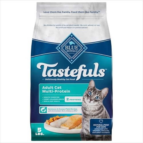 Blue Buffalo Tastefuls Adult Cat Dry Food  Multi-Protein Salmon & Ocean Fish Recipe  5-lb. Bag