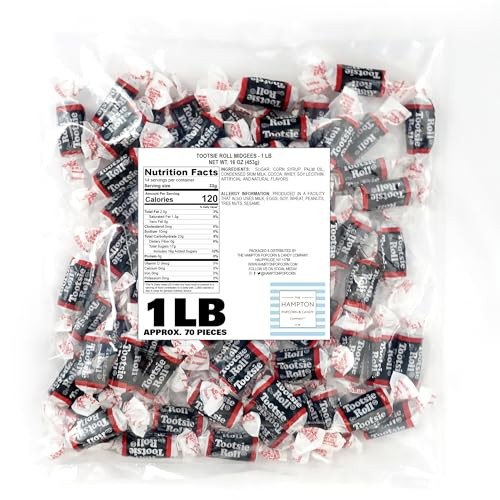 Tootsie Roll Midgees  1lb Bulk Bag (Approx. 70 Pieces)  Mini Chewy Candy  Individually Wrapped Bulk Candy  Chocolate Candy  the Hampton Popcorn & Cand thumbnail