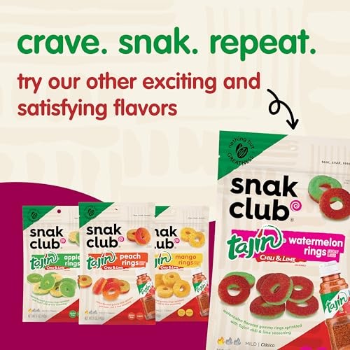 Snak Club Pineapple Rings, Tajin Chili & Lime Seasoned, Sweet and Spicy Gummy Candy, Mild in Heat Bold in Flavor, Low-Fat, Vegan, Gluten-Free Snack, S thumbnail