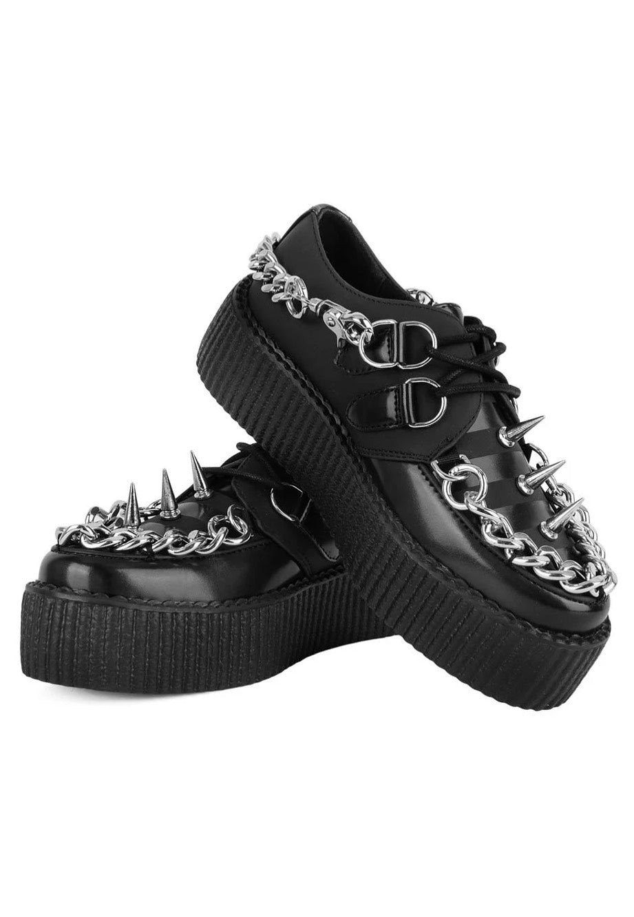 T.U.K. - Viva High Sole Creep Black Spike N Chain - Girl Schuhe - Schwarz - EU 41 - Synthetic/Textile/Gummi,Kunstleder