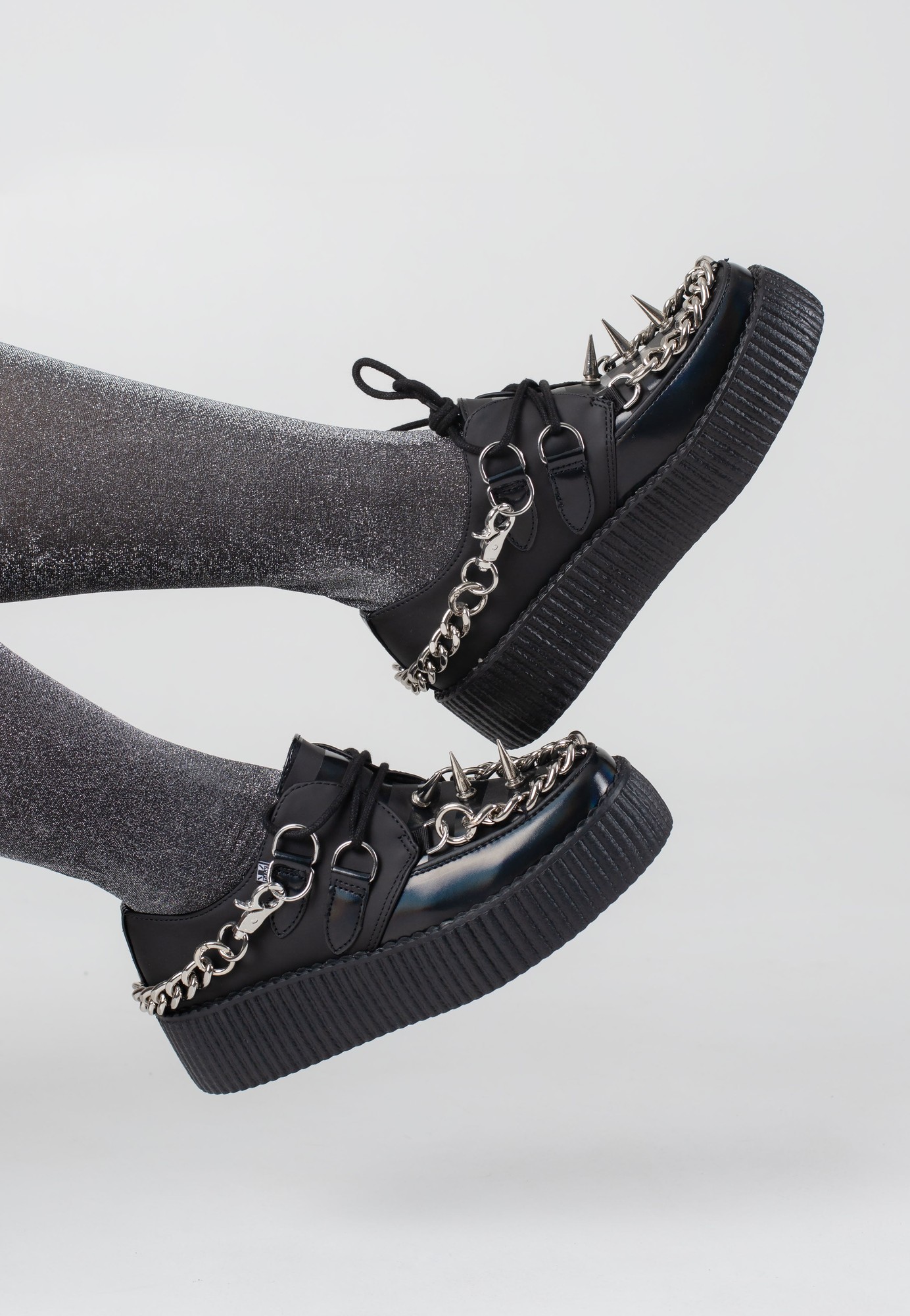 T.U.K. - Viva High Sole Creep Black Spike N Chain - Girl Schuhe - Schwarz - EU 41 - Synthetic/Textile/Gummi,Kunstleder thumbnail