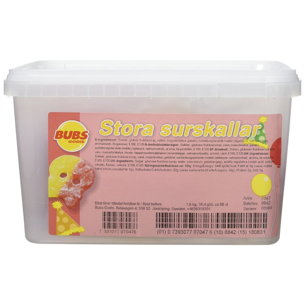 Bubs Swedish Lemon and Raspberry Sour Skulls 1.6 Kg