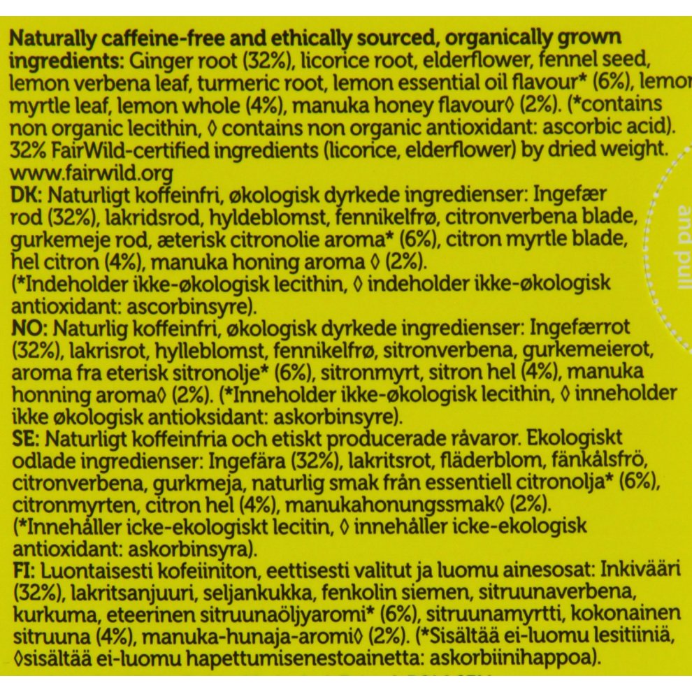 Pukka Lemon Ginger & Manuka Honey Herbal Tea Bags - Organic and Fair - Naturally Caffeine Free (Pack of 4) thumbnail