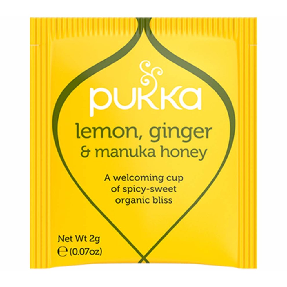 Pukka Lemon Ginger & Manuka Honey Herbal Tea Bags - Organic and Fair - Naturally Caffeine Free (Pack of 4) thumbnail