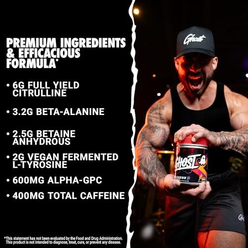 GHOST Legend All Out Pre-Workout Powder, Orange Cream - 20 Servings - Pre-Workout Supplement for Men & Women - Energy & Pumps - Caffeine, L-Citrulline thumbnail