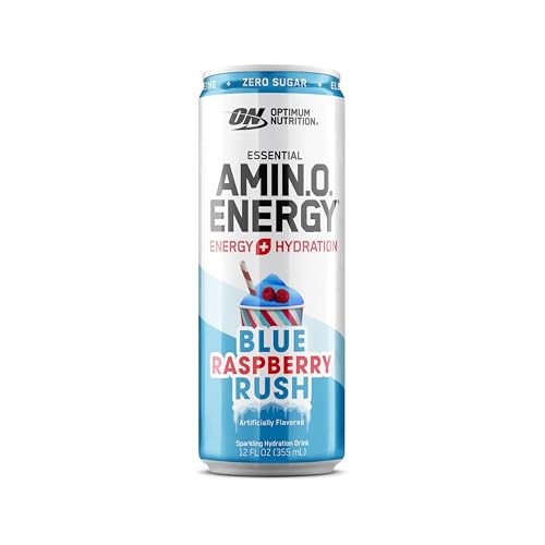 Optimum Nutrition Amino Energy Sparkling Hydration Drink, Electrolytes, Caffeine, Amino Acids, BCAAs, Sugar Free, Blue Raspberry Rush, 12 Fl Oz, 12 Pa thumbnail