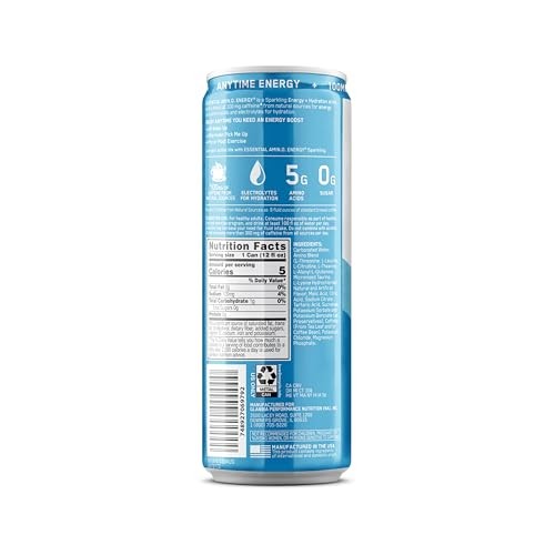 Optimum Nutrition Amino Energy Sparkling Hydration Drink, Electrolytes, Caffeine, Amino Acids, BCAAs, Sugar Free, Blue Raspberry Rush, 12 Fl Oz, 12 Pa thumbnail