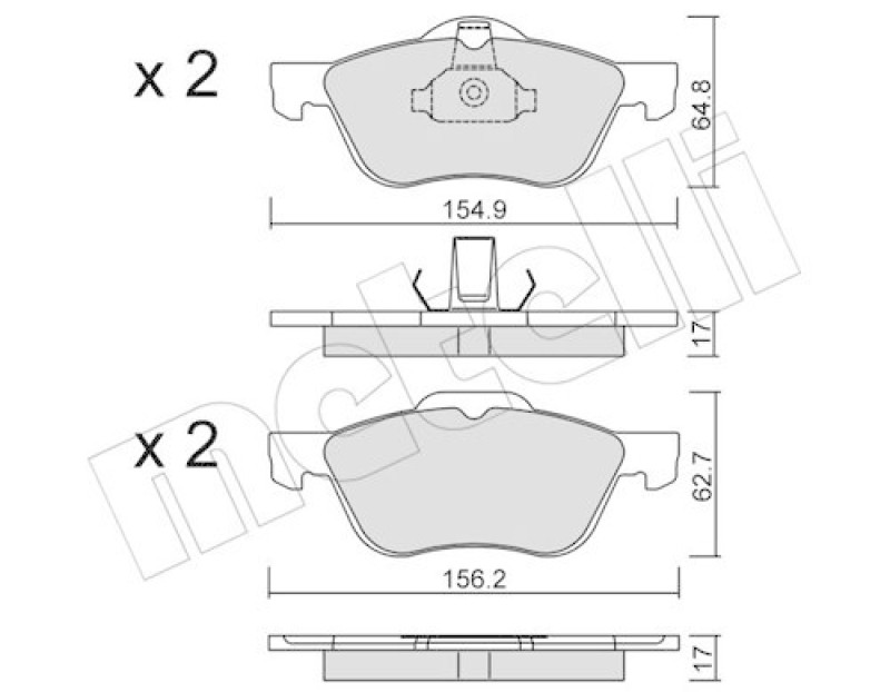 METELLI 22-0489-0 Brake Pad Set Excl. Wear Warning Contact