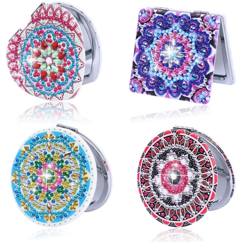 Miroir De Poche Pour Peinture Diamant à Faire Soi-mme, 4 PièCES, Miroir De Voyage Personnalisé, Kit D'artisanat D'art Pour Adultes Et Enfants, Pein