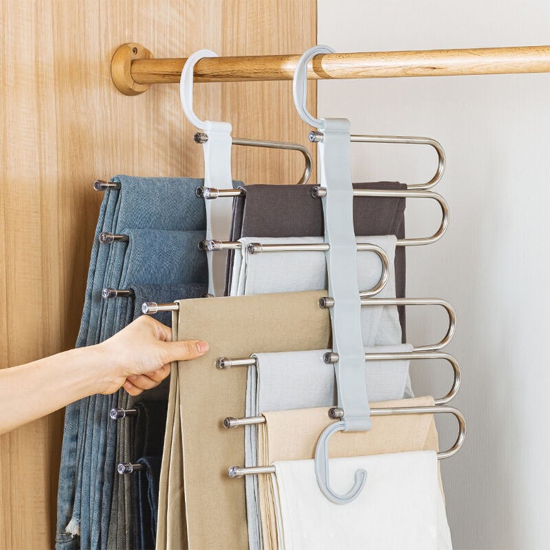 Choyclit - Mobilier D'intérieur Meuble De Chambre Accessoires De Dressing Cintre Pantalon (5513),Support De Pantalon Pliable Blanc, Cintre Multifonct