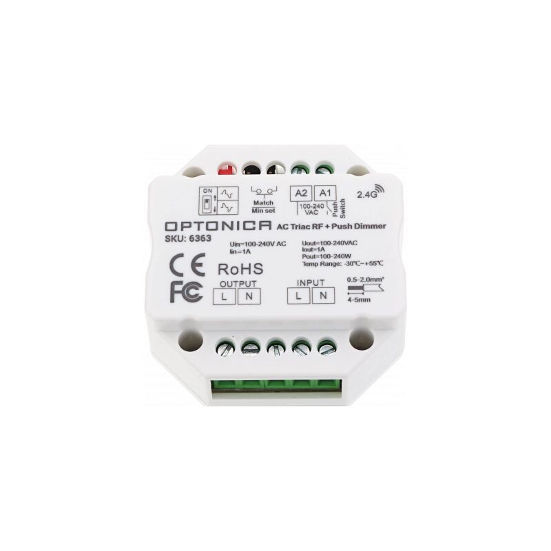 Ac Triac Rf Dimmer - Variateur LED Dimmable Blanc Du Jour 240 KWh/1000h - AC100240V - 52x52x20mm