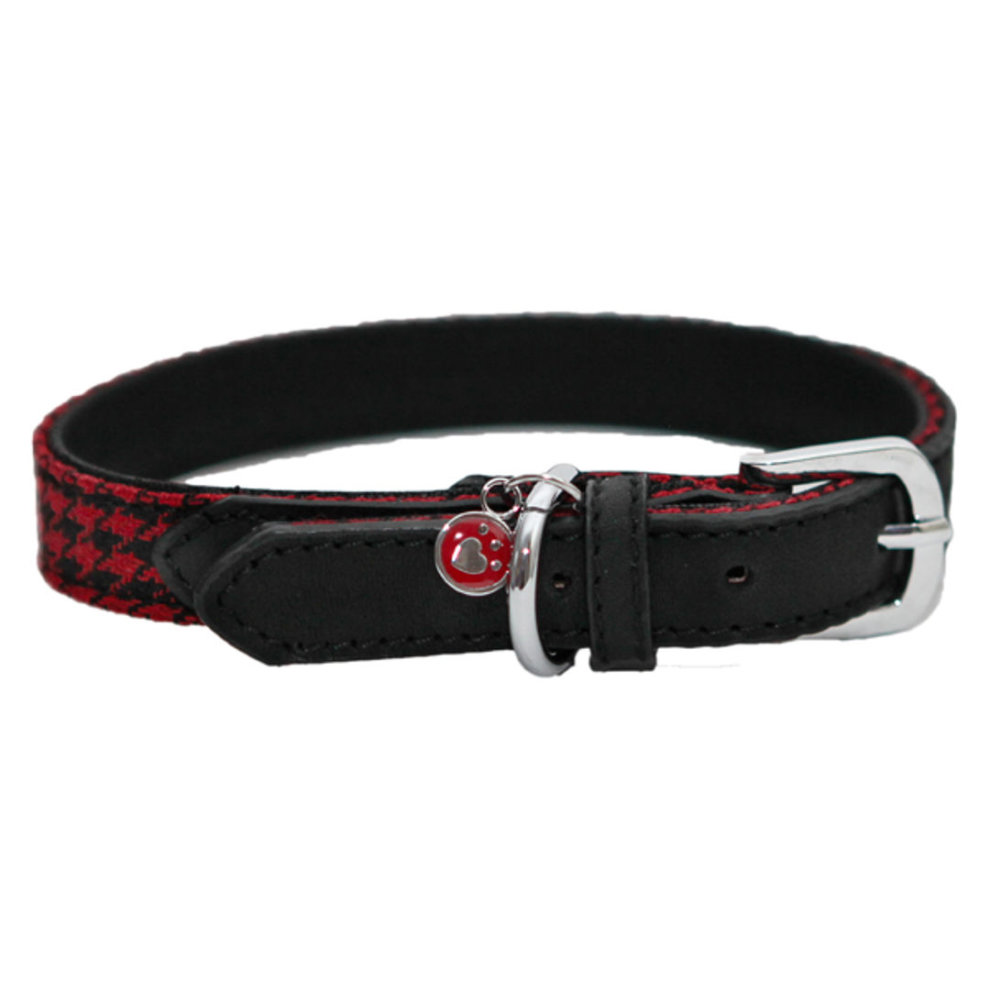 Rosewood Wag-N-Walk Designer Red/Black Houndstooth Dog Collar, Large