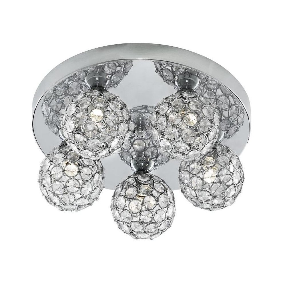 Searchlight 5075-5CC 'Bellis 2' Chrome 5 Light Flush Chandelier