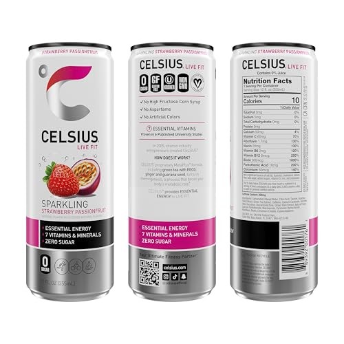 CELSIUS Sparkling Strawberry Passionfruit, Functional Energy Drink 12 Fl Oz (Pack of 12) thumbnail