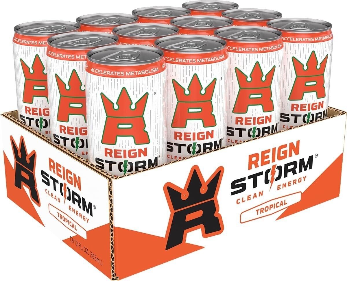 REIGN Storm, Tropical, Fitness & Wellness Energy Drink, 12 Fl Oz (Pack of 12) thumbnail